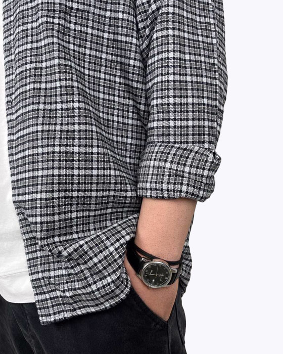 بلوز آستین بلند پشمی چهارخونه مردانه KOREA